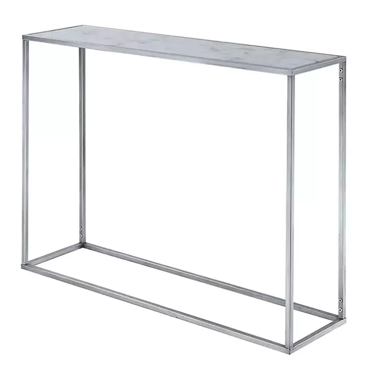 Online White Marble & Metal Slim Console Table Console Tables