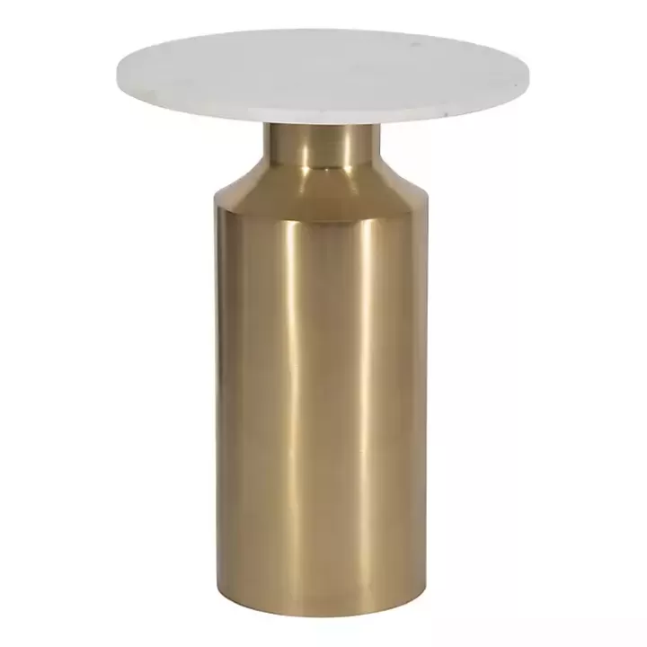 Shop Marble and Gold Cylinder Accent Table Accent & End Tables