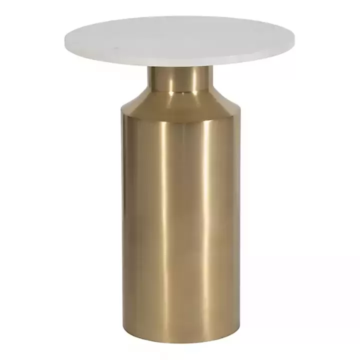 Shop Marble and Gold Cylinder Accent Table Accent & End Tables