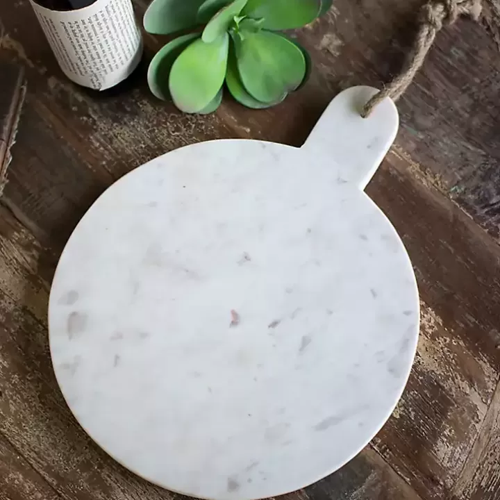 Cheap Marble Round Cutting Board with Jute Hanger Serving & Entertaining