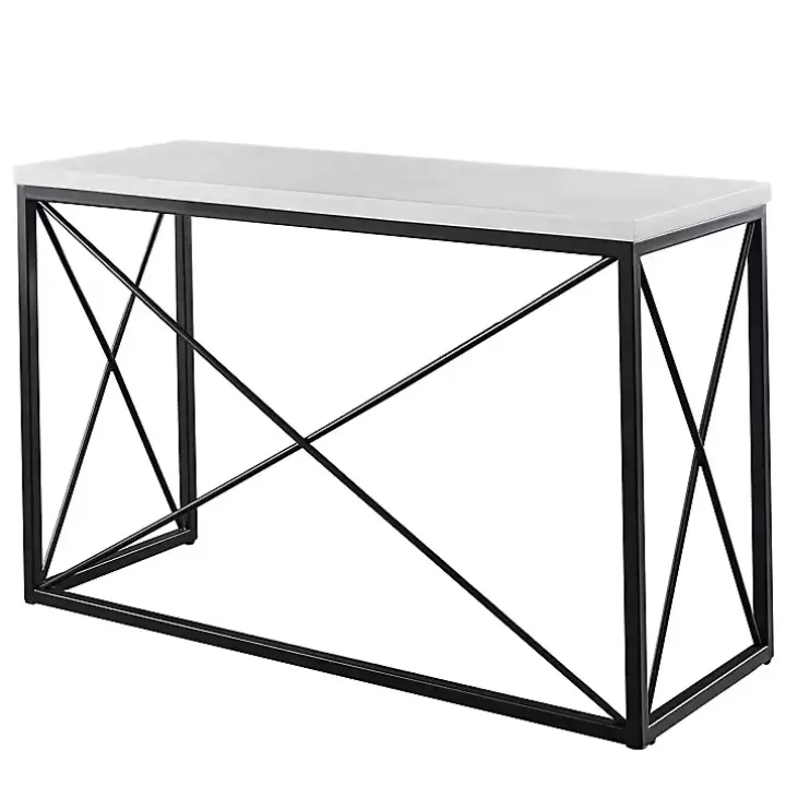 New White Marble Top Sabin Metal Base Sofa Table Console Tables