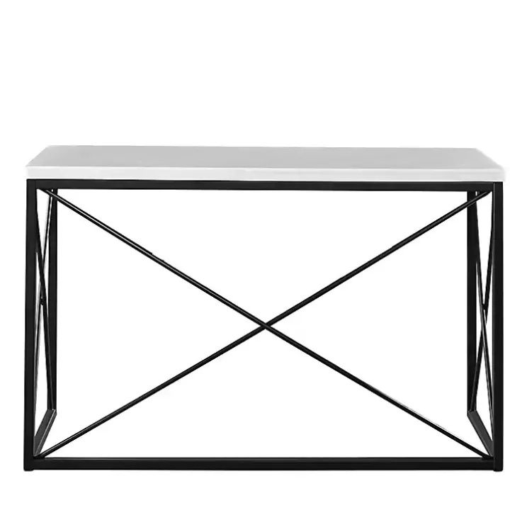New White Marble Top Sabin Metal Base Sofa Table Console Tables