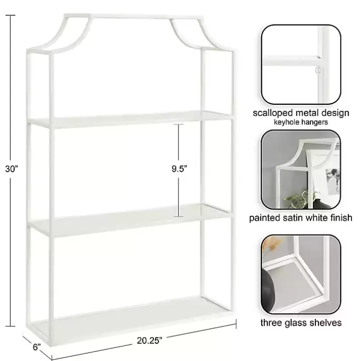 Outlet Metal Scalloped 3-Tier Glass Wall Shelf Shelves