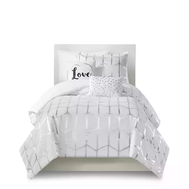 Store White Metallic 4-pc. Twin/Twin XL Comforter Set Comforters