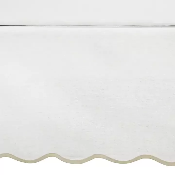 Clearance White Neutral Scalloped Coastal Queen Bed Skirt Bedding Essentials