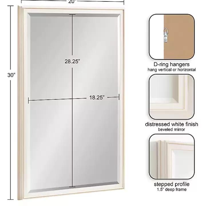 Online White Oakhurst Rectangle Wall Mirror, 30 in. Decorative Mirrors
