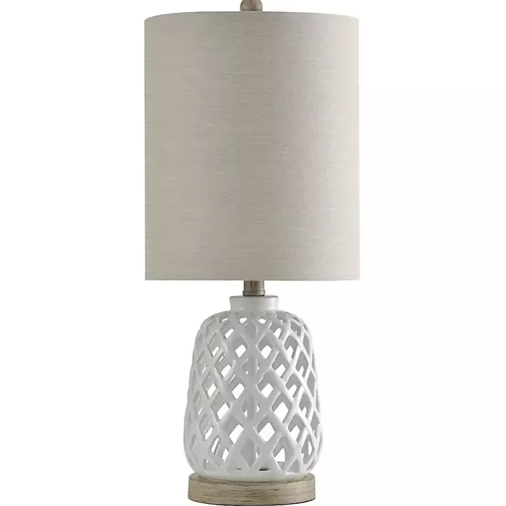 Store White Open Weave Ceramic Table Lamp Table Lamps