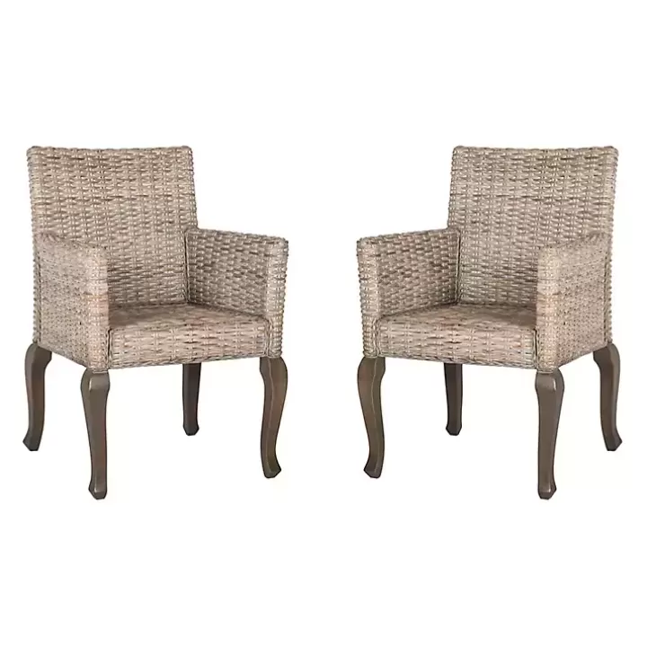 Hot White Rattan Curved Legs Dining Chairs, Set of 2 Dining Chairs