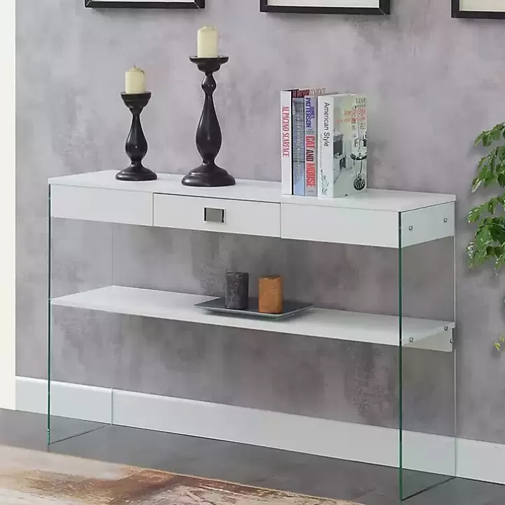 Fashion Soho Glass Console Table with Shelf Console Tables