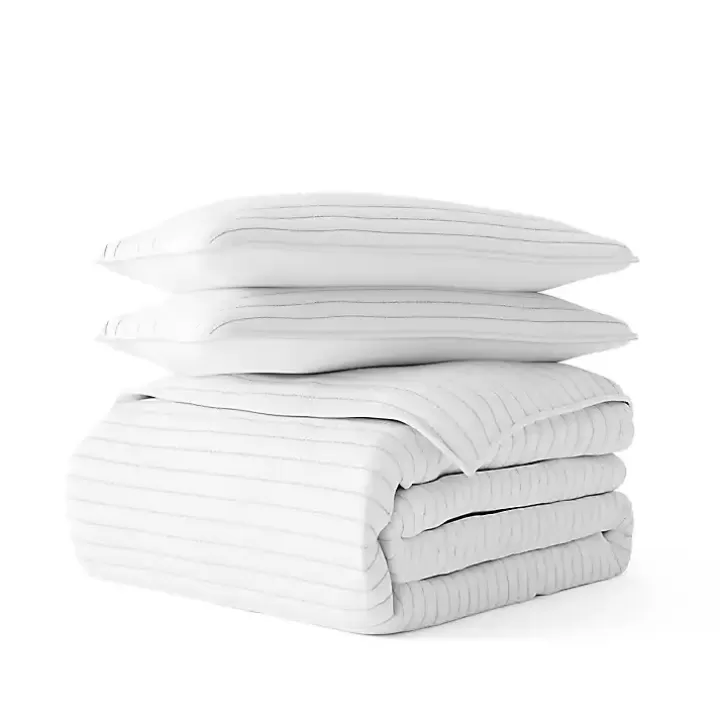 Fashion Stitched Stripes 3-pc. Queen Quilt Set Quilts