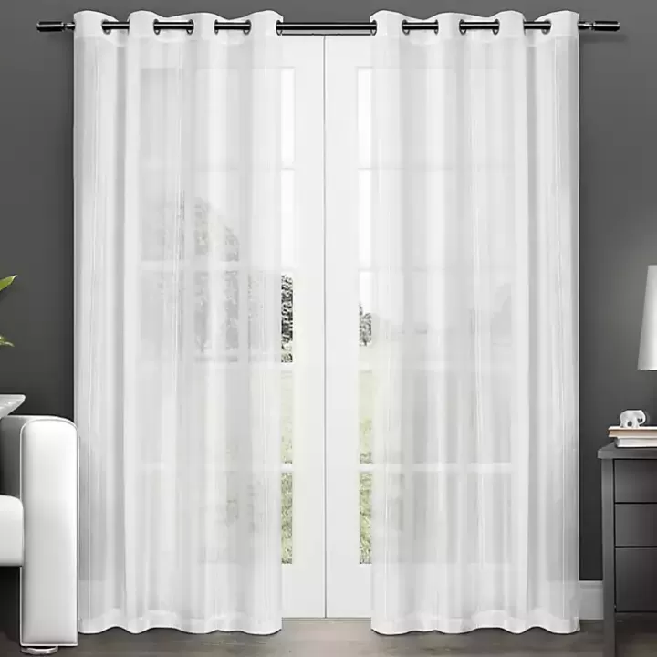 Sale Stripe Sheer Curtain Panel Set, 108 in. Curtains & Drapes