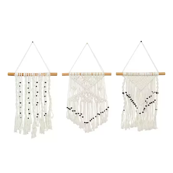 Online Tasseled Macrame Wall Hangings, Set of 3 Wall Plaques