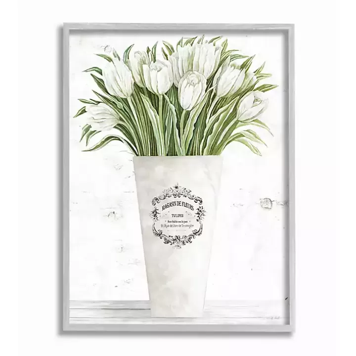 New White Tulip Bouquet in a Vase Framed Art Print Framed Art