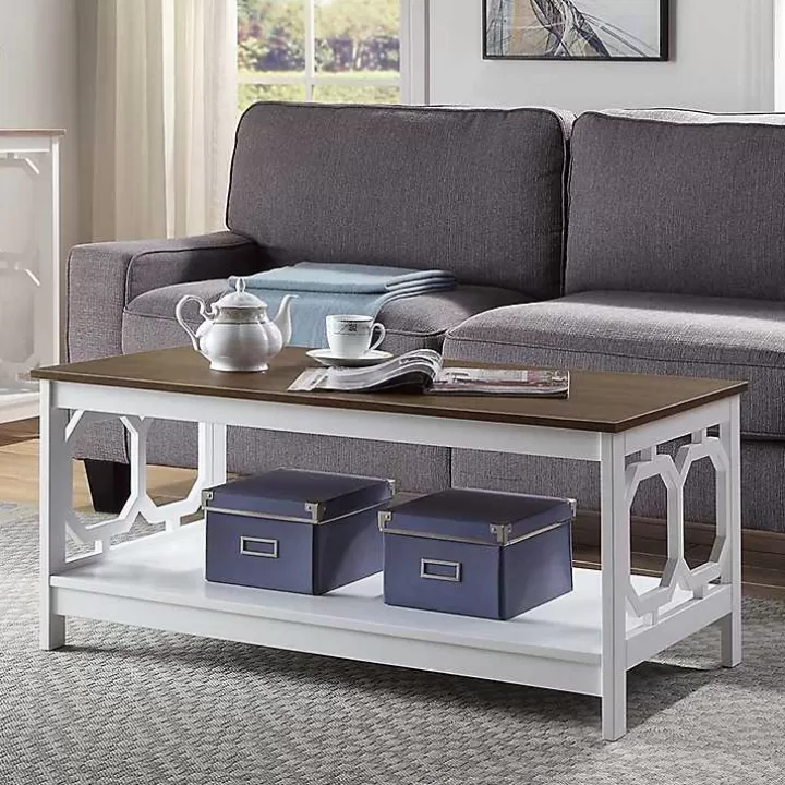 Fashion White Two-Tone Geometric Sides Coffee Table Coffee Tables