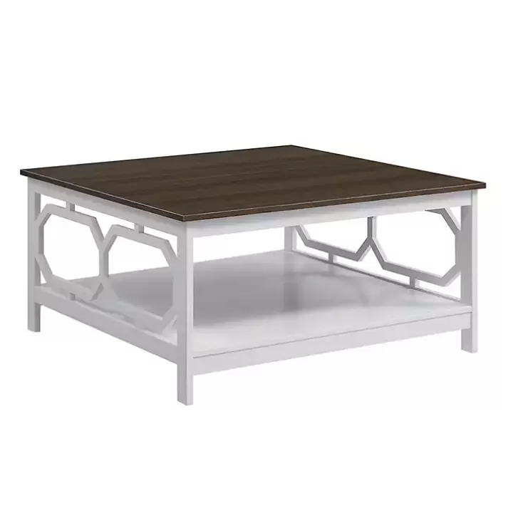 Outlet White Two-Tone Geometric Sides Square Coffee Table Coffee Tables