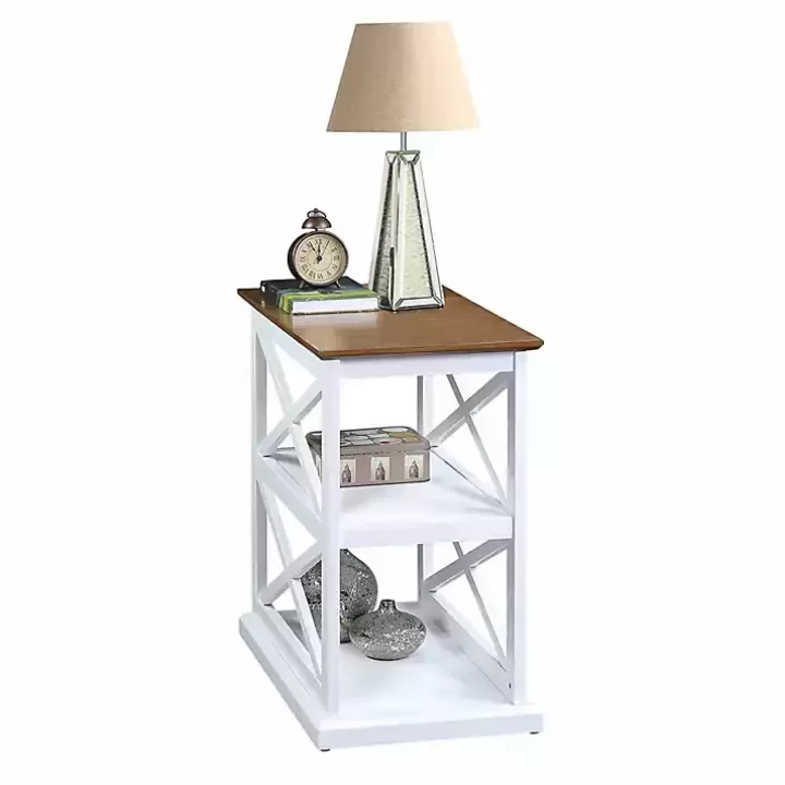 Online Two-Tone Wood Double X Sides Accent Table Accent & End Tables