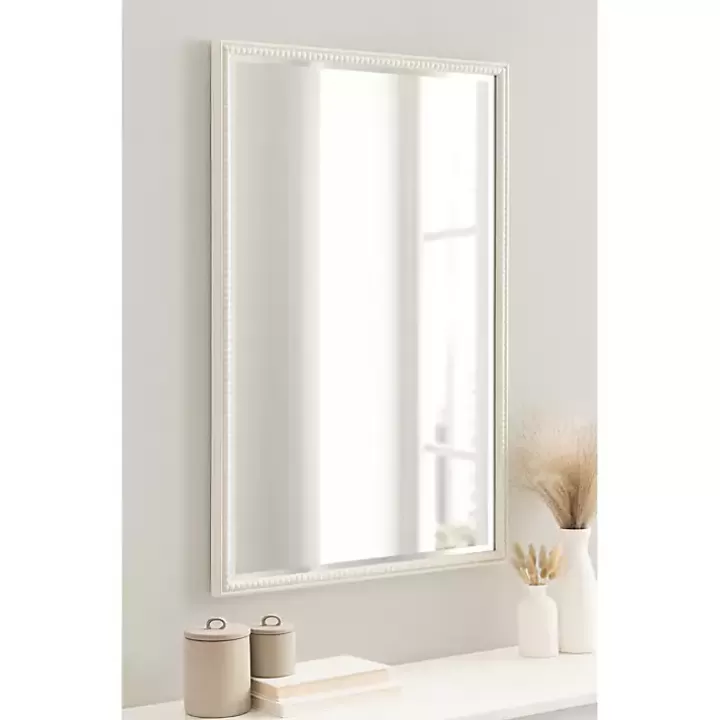 Hot White Vintage Beaded Wall Mirror, 36 in. Decorative Mirrors