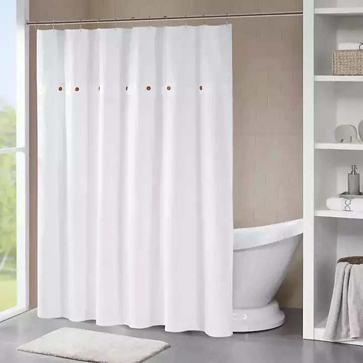 Outlet Waffle Weave Cotton Shower Curtain Shower Curtains