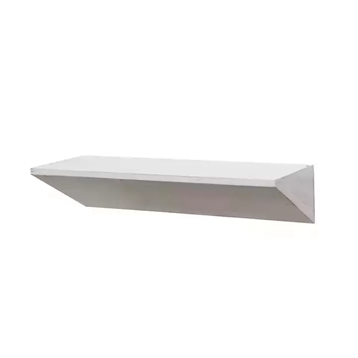 Outlet White Wedge Wood Small Floating Shelf Shelves