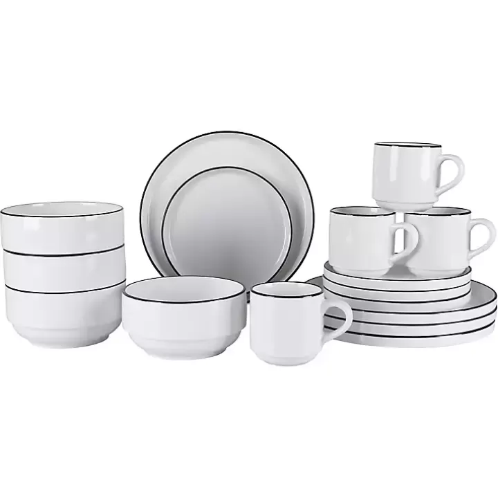 Cheap with Black Rims 16-pc. Dinnerware Set Dinnerware