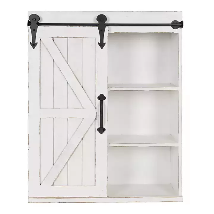 Outlet Wood Barn Door 5-Shelf Wall Cabinet Wall Storage