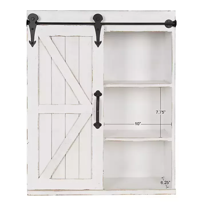 Outlet Wood Barn Door 5-Shelf Wall Cabinet Wall Storage