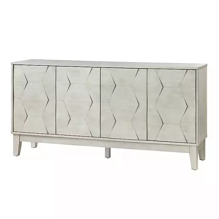 Outlet Wood Geometric 4-Door Cabinet Cabinets & Sideboards