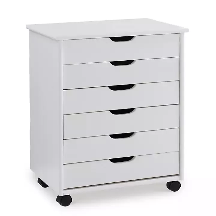 Store Wood Wide 6-Drawer Cary Storage Cart Office Furniture