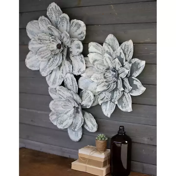 Best washed Wall Flower Sculptures, Set of 3 Outdoor Wall Decor