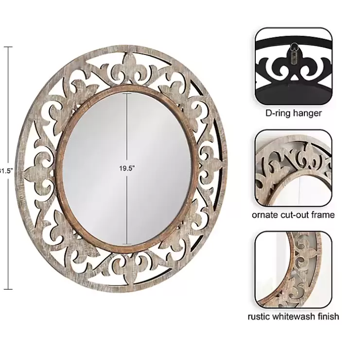 Best Sale washed Wood Round Shavali Mirror Decorative Mirrors