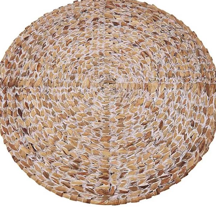 Online Whitewashed Woven Rattan Placemats, Set of 4 Table Linens