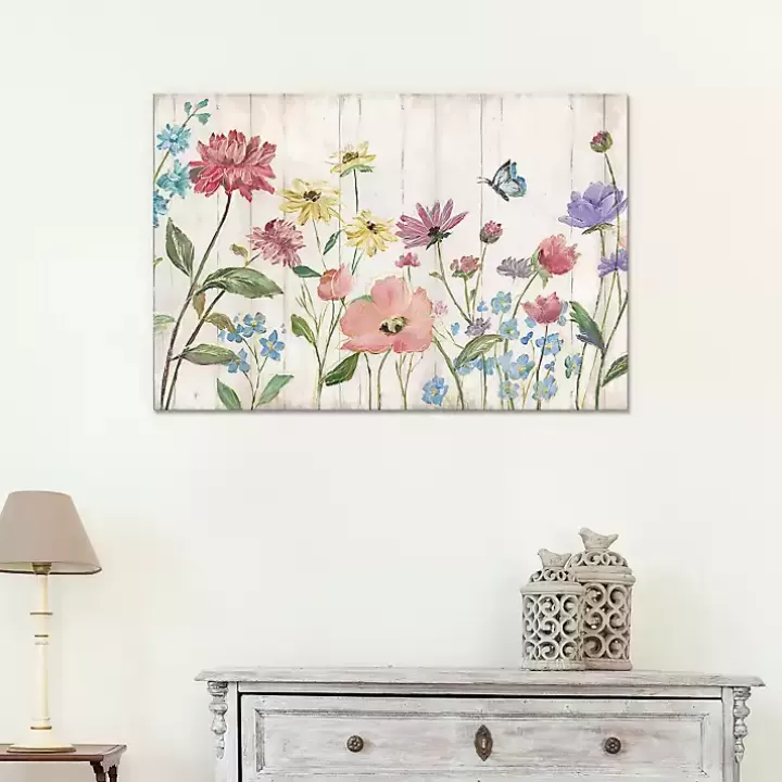 Shop Wildflower Flutter on Wood Canvas Art Print Canvas Art