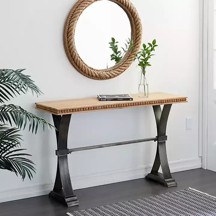 New Wood & Metal Trestle Base Console Table Console Tables