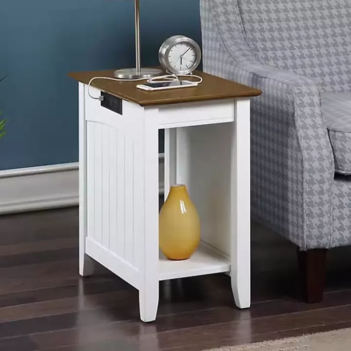 Shop Wood & Two-Tone Charging Open Accent Table Accent & End Tables