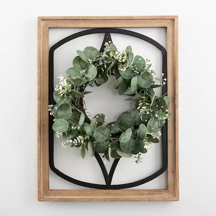 Hot Wood and Metal Framed Wreath Wall Plaque Wall Plaques