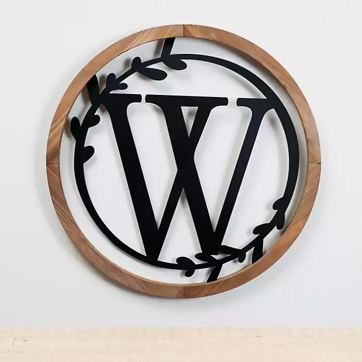 Sale Wood and Metal Laurel Monogram W Plaque Monogram Wall Decor
