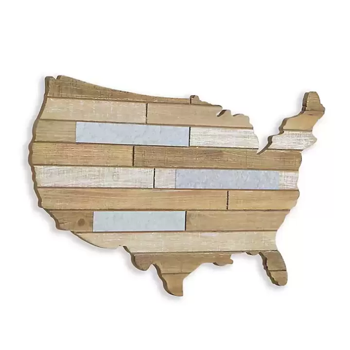 Hot Wood and Metal Plank USA Map Wall Plaque Wall Plaques