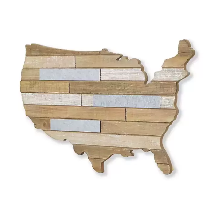 Hot Wood and Metal Plank USA Map Wall Plaque Wall Plaques