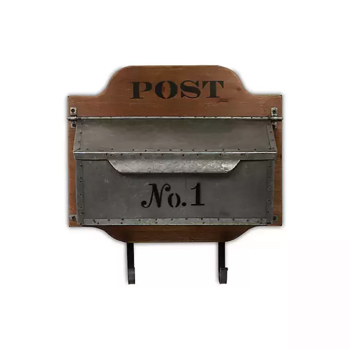 Cheap Wood and Metal Wall Storage Mail Box with Hooks Wall Storage