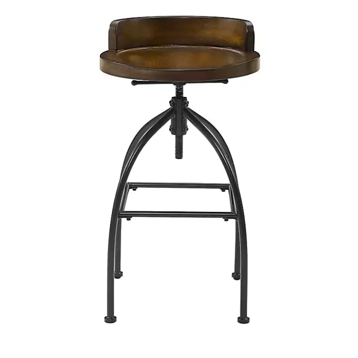 New Wood Edgar Industrial Adjustable Stool Bar Stools & Counter Height Stools