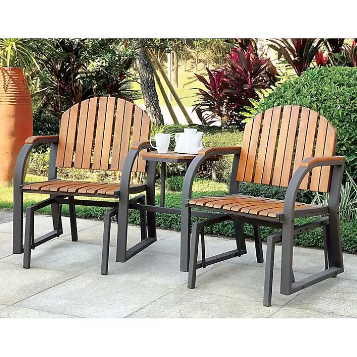 Cheap Wood Slat Attached Frame 3-pc. Outdoor Chair Set Outdoor Sets