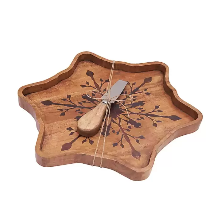 Store Wood Snowflake Serving Board with Spreader Serving & Entertaining