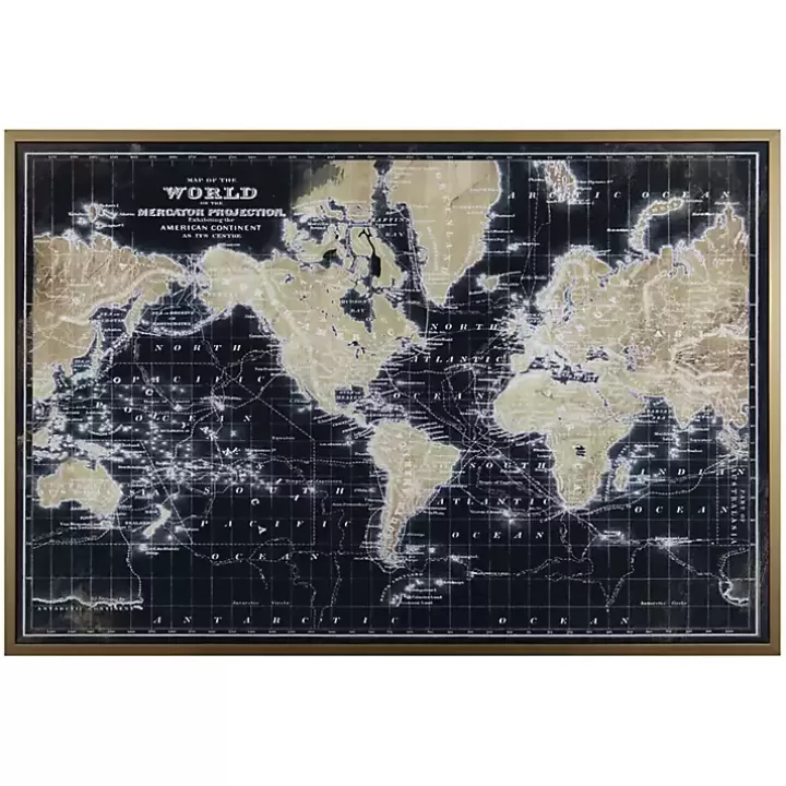 Best World Map on Black Framed Art Print Framed Art