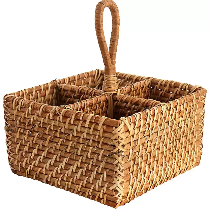 Clearance Woven Rattan Martha Stewart Flatware Caddy Serving & Entertaining