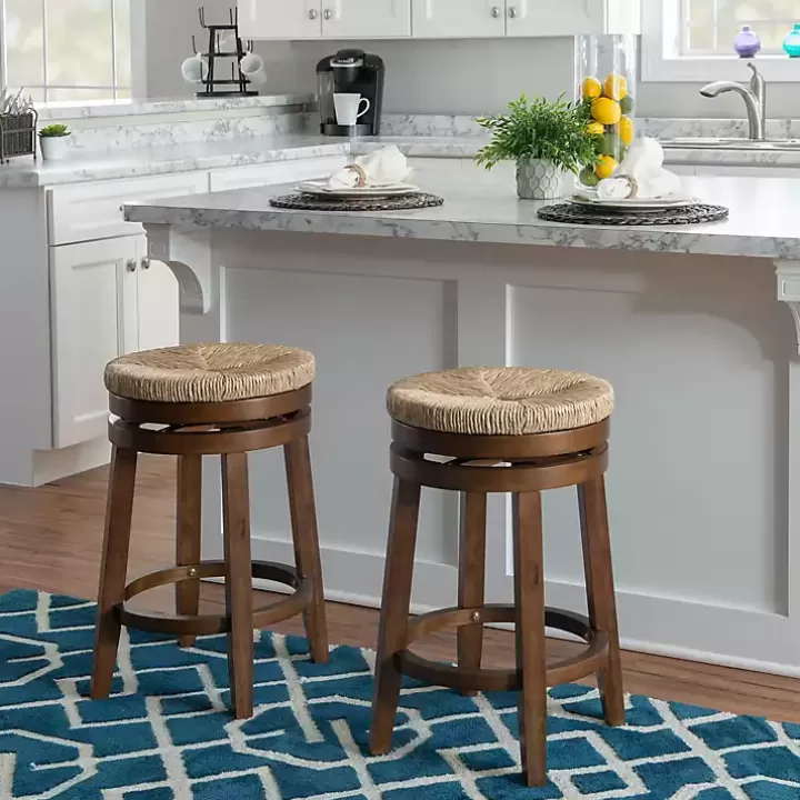 Discount Woven Seagrass Walnut Wood Swivel Counter Stool Bar Stools & Counter Height Stools