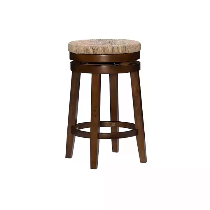 Discount Woven Seagrass Walnut Wood Swivel Counter Stool Bar Stools & Counter Height Stools