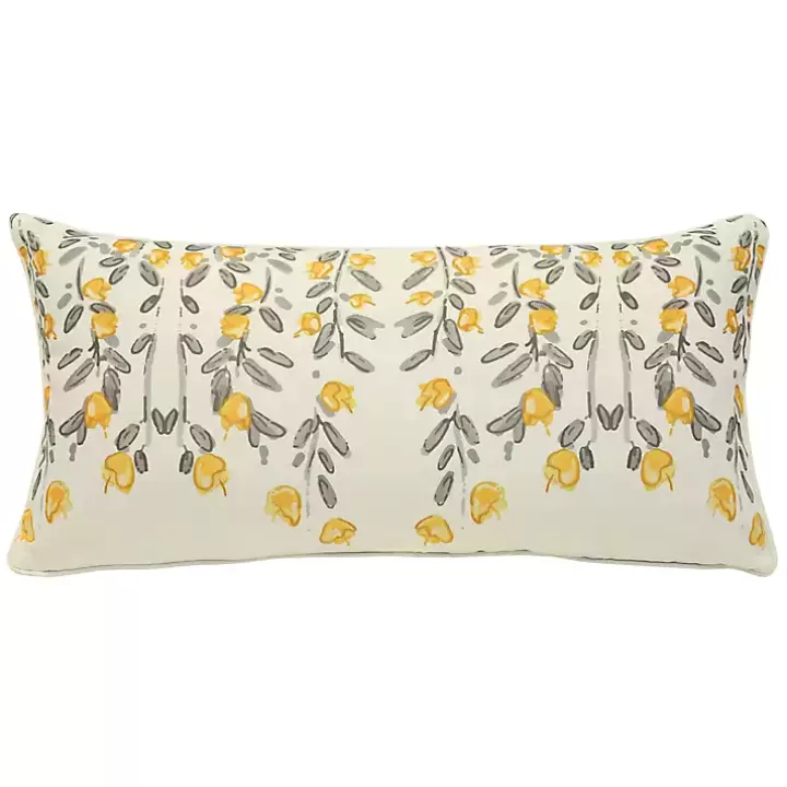 Cheap Yellow & Gray Floral Outdoor Pillow Outdoor Cushions & Pillows