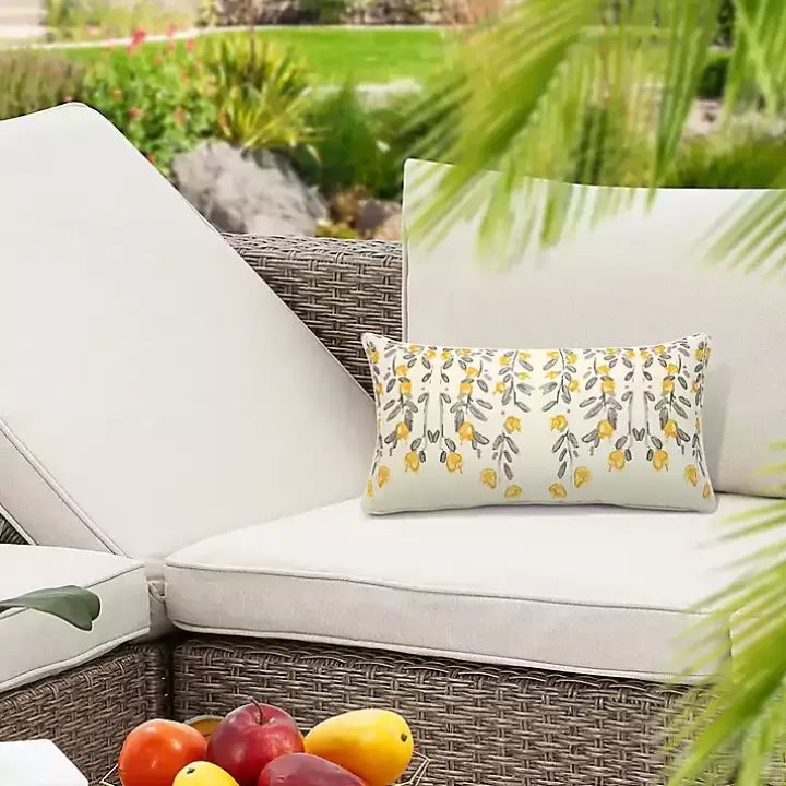 Cheap Yellow & Gray Floral Outdoor Pillow Outdoor Cushions & Pillows