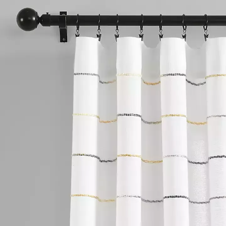 Sale Yellow and Gray Stripe Curtain Panel Set, 84 in. Curtains & Drapes