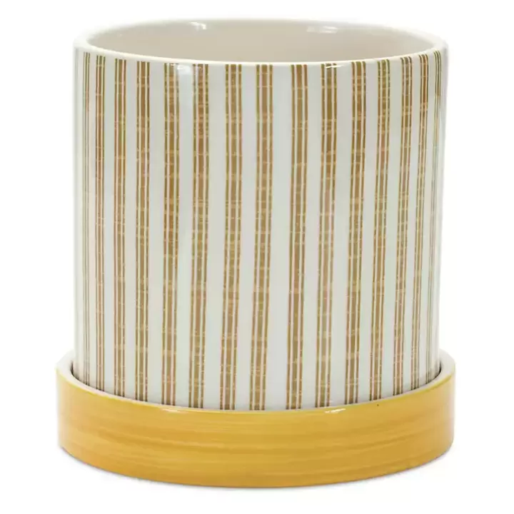 Flash Sale Yellow Striped and Bee Decorative Pots, Set of 2 Planters
